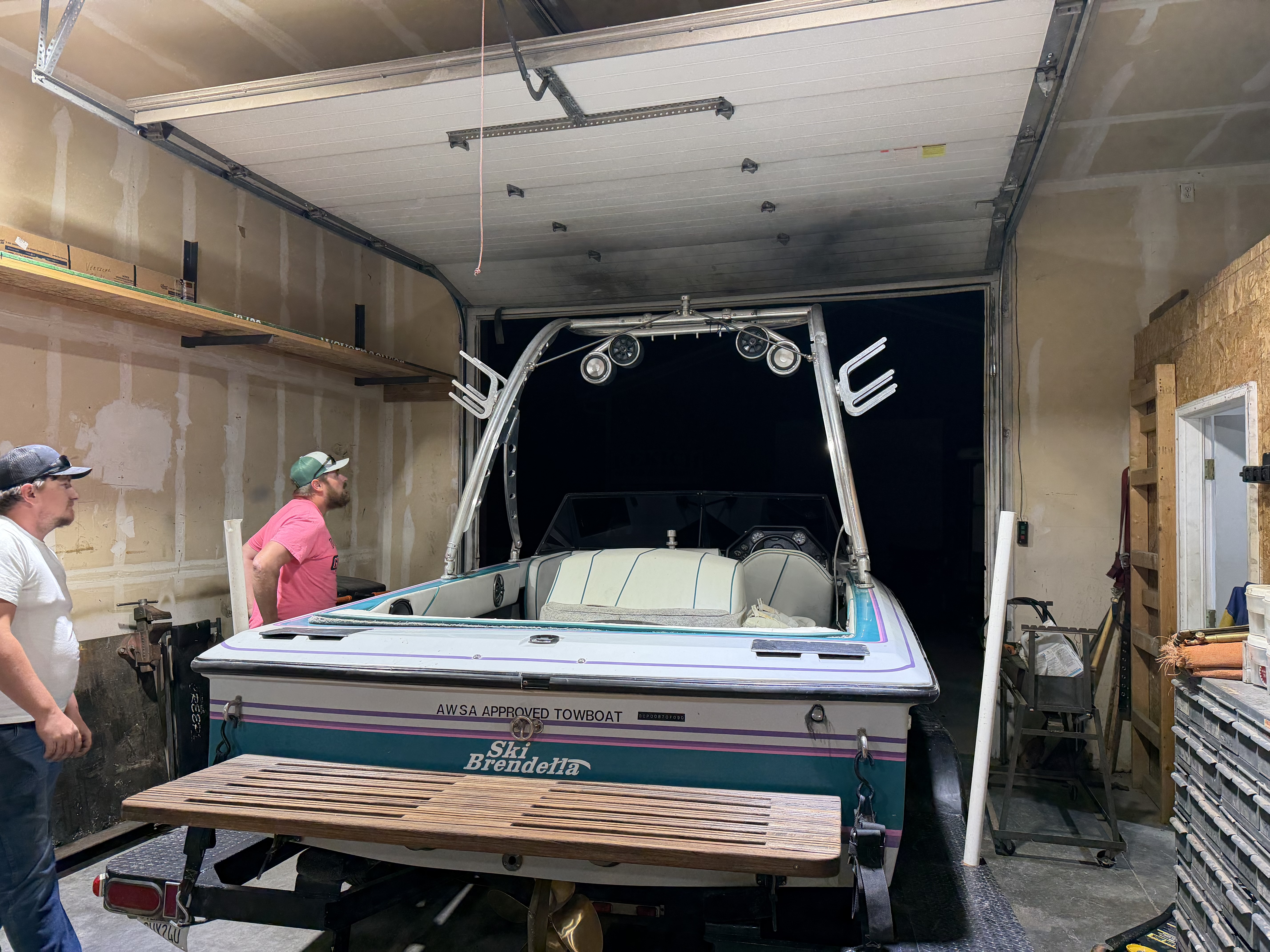 Emergency wake boat tow tower repair
